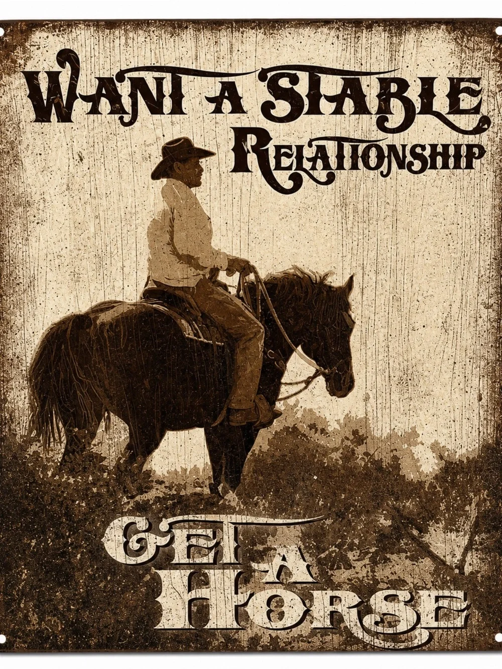 NEW Want A Stable Relationship Get A Horse Metal Sign